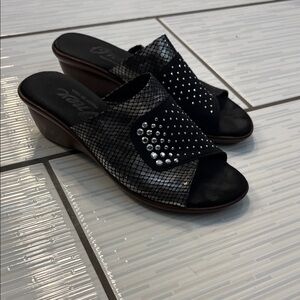 Onex Black and Silver Studded Mules